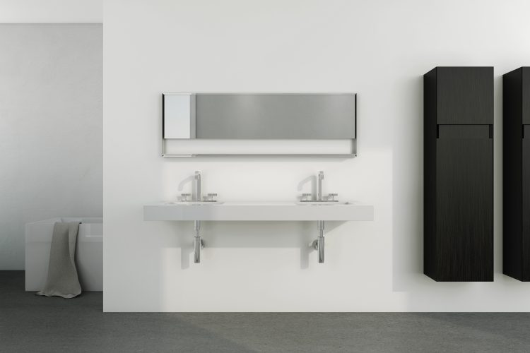Floating Sinks that are eco friendly, with dual faucets.
